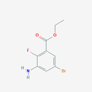 molecular formula C9H9BrFNO2 B13517771 Ethyl 3-amino-5-bromo-2-fluorobenzoate 