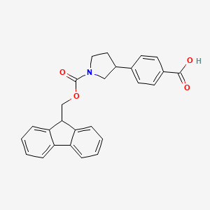 molecular formula C26H23NO4 B13517782 4-(1-{[(9H-fluoren-9-yl)methoxy]carbonyl}pyrrolidin-3-yl)benzoic acid 