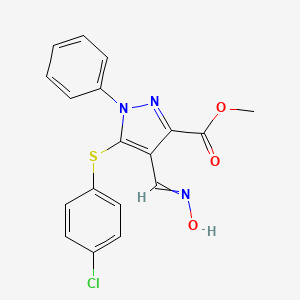 molecular formula C18H14ClN3O3S B1351779 Methyl 5-(4-chlorophenyl)sulfanyl-4-(hydroxyiminomethyl)-1-phenylpyrazole-3-carboxylate 