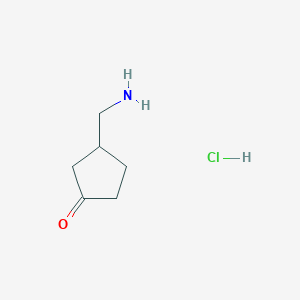 molecular formula C6H12ClNO B13517799 3-(Aminomethyl)cyclopentan-1-one hydrochloride 