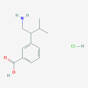 molecular formula C12H18ClNO2 B13517806 3-(1-Amino-3-methylbutan-2-yl)benzoic acid hydrochloride 