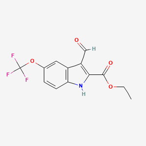 molecular formula C13H10F3NO4 B1351784 Ethyl 3-formyl-5-(trifluoromethoxy)-1H-indole-2-carboxylate 