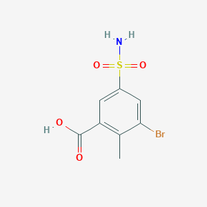 molecular formula C8H8BrNO4S B13517862 3-Bromo-2-methyl-5-sulfamoylbenzoic acid 