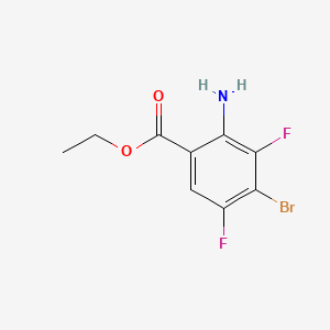 molecular formula C9H8BrF2NO2 B13517919 Ethyl 2-amino-4-bromo-3,5-difluorobenzoate 