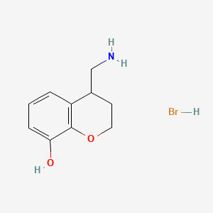 molecular formula C10H14BrNO2 B13517989 4-(aminomethyl)-3,4-dihydro-2H-1-benzopyran-8-ol hydrobromide 