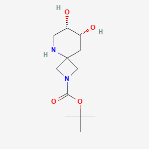 molecular formula C12H22N2O4 B13518001 rac-tert-butyl(7R,8S)-7,8-dihydroxy-2,5-diazaspiro[3.5]nonane-2-carboxylate,cis 