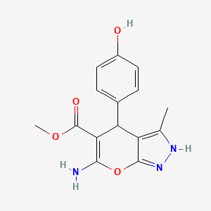 molecular formula C15H15N3O4 B1351804 6-氨基-4-(4-羟基苯基)-3-甲基-1,4-二氢吡喃并[2,3-c]吡唑-5-羧酸甲酯 CAS No. 881041-96-9
