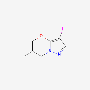 molecular formula C7H9IN2O B13518124 3-iodo-6-methyl-5H,6H,7H-pyrazolo[3,2-b][1,3]oxazine 