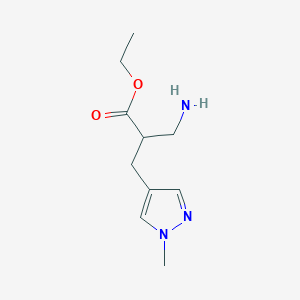 molecular formula C10H17N3O2 B13518164 Ethyl 3-amino-2-((1-methyl-1H-pyrazol-4-yl)methyl)propanoate 