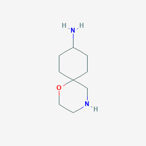 molecular formula C9H18N2O B13518171 1-Oxa-4-azaspiro[5.5]undecan-9-amine 