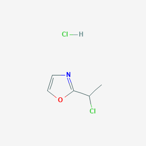 molecular formula C5H7Cl2NO B13518286 2-(1-Chloroethyl)-1,3-oxazolehydrochloride 