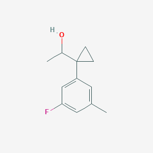 molecular formula C12H15FO B13518316 1-[1-(3-Fluoro-5-methylphenyl)cyclopropyl]ethan-1-ol 