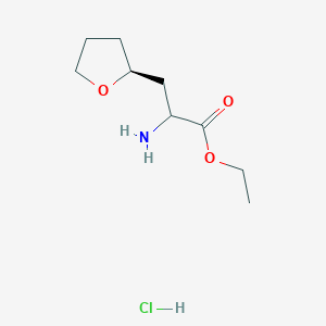 molecular formula C9H18ClNO3 B13518427 ethyl 2-amino-3-[(2S)-oxolan-2-yl]propanoate hydrochloride 