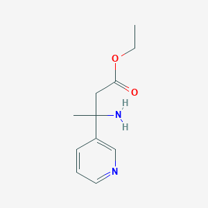 molecular formula C11H16N2O2 B13518497 Ethyl 3-amino-3-(pyridin-3-yl)butanoate 