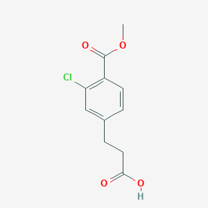 molecular formula C11H11ClO4 B13518575 3-Chloro-4-(methoxycarbonyl)benzenepropanoic acid 