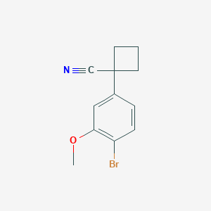 molecular formula C12H12BrNO B13518658 1-(4-Bromo-3-methoxyphenyl)cyclobutane-1-carbonitrile 