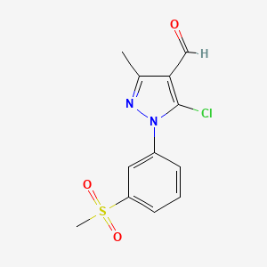 molecular formula C12H11ClN2O3S B13518861 5-chloro-1-(3-methanesulfonylphenyl)-3-methyl-1H-pyrazole-4-carbaldehyde 