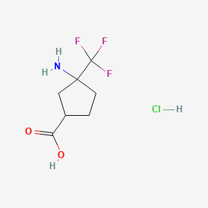 molecular formula C7H11ClF3NO2 B13518956 3-Amino-3-(trifluoromethyl)cyclopentane-1-carboxylic acid hydrochloride 