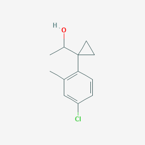 molecular formula C12H15ClO B13518990 1-[1-(4-Chloro-2-methylphenyl)cyclopropyl]ethan-1-ol 