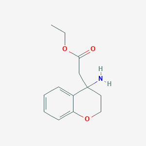 molecular formula C13H17NO3 B13519031 Ethyl 2-(4-aminochroman-4-yl)acetate 