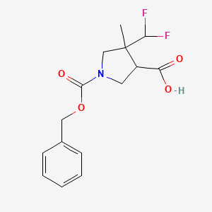 molecular formula C15H17F2NO4 B13519254 1-Benzyloxycarbonyl-4-(difluoromethyl)-4-methyl-pyrrolidine-3-carboxylic acid 