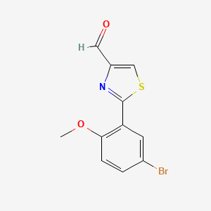 molecular formula C11H8BrNO2S B13519472 2-(5-Bromo-2-methoxyphenyl)-1,3-thiazole-4-carbaldehyde 