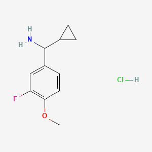 molecular formula C11H15ClFNO B13519528 1-Cyclopropyl-1-(3-fluoro-4-methoxyphenyl)methanaminehydrochloride 