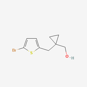 molecular formula C9H11BrOS B13519641 (1-((5-Bromothiophen-2-yl)methyl)cyclopropyl)methanol 