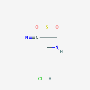 molecular formula C5H9ClN2O2S B13519700 3-Methanesulfonylazetidine-3-carbonitrilehydrochloride 