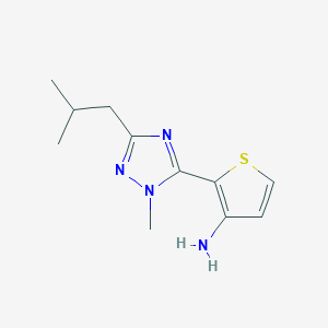 molecular formula C11H16N4S B13519706 2-(3-Isobutyl-1-methyl-1h-1,2,4-triazol-5-yl)thiophen-3-amine 