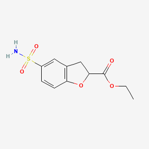 molecular formula C11H13NO5S B13519881 Ethyl 5-sulfamoyl-2,3-dihydrobenzofuran-2-carboxylate 