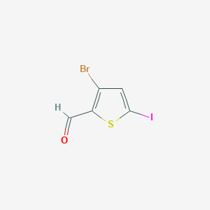 molecular formula C5H2BrIOS B13519945 3-Bromo-5-iodothiophene-2-carbaldehyde 