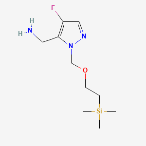 molecular formula C10H20FN3OSi B13519953 1-(4-fluoro-1-{[2-(trimethylsilyl)ethoxy]methyl}-1H-pyrazol-5-yl)methanamine 