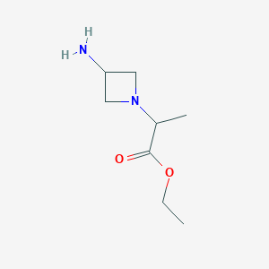 molecular formula C8H16N2O2 B13520055 Ethyl 2-(3-aminoazetidin-1-yl)propanoate 