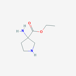 molecular formula C7H14N2O2 B13520073 Ethyl 3-aminopyrrolidine-3-carboxylate 