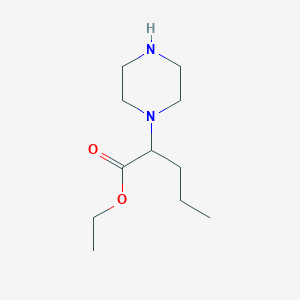 molecular formula C11H22N2O2 B13520156 Ethyl 2-(piperazin-1-yl)pentanoate 