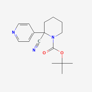 molecular formula C16H21N3O2 B13520278 Tert-butyl 2-cyano-2-(pyridin-4-yl)piperidine-1-carboxylate 