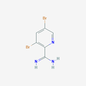 molecular formula C6H5Br2N3 B13520327 3,5-Dibromopicolinimidamide 