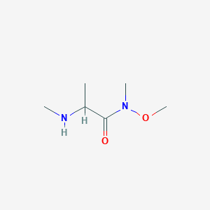 molecular formula C6H14N2O2 B13520341 N-methoxy-N-methyl-2-(methylamino)propanamide CAS No. 1250036-73-7