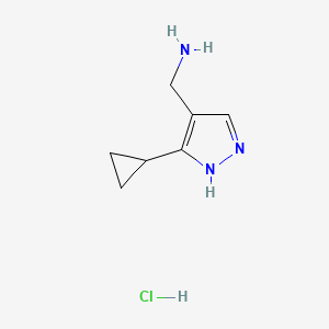 molecular formula C7H12ClN3 B13520369 (3-cyclopropyl-1H-pyrazol-4-yl)methanamine hydrochloride 