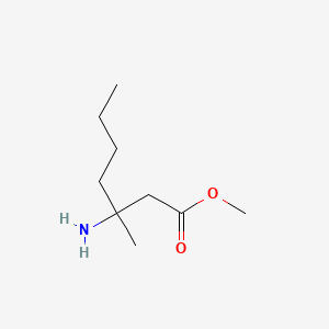 molecular formula C9H19NO2 B13520375 Methyl 3-amino-3-methylheptanoate 