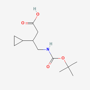 molecular formula C12H21NO4 B13520393 4-{[(Tert-butoxy)carbonyl]amino}-3-cyclopropylbutanoic acid 