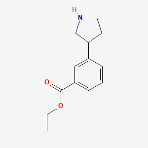 molecular formula C13H17NO2 B13520397 Ethyl 3-(pyrrolidin-3-yl)benzoate 