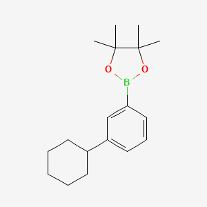 molecular formula C18H27BO2 B13520403 2-(3-Cyclohexylphenyl)-4,4,5,5-tetramethyl-1,3,2-dioxaborolane 