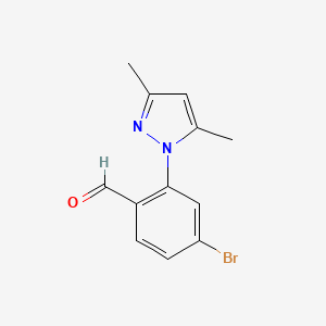 molecular formula C12H11BrN2O B13520424 4-Bromo-2-(3,5-dimethyl-1h-pyrazol-1-yl)benzaldehyde 