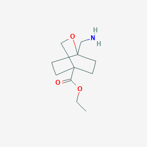 molecular formula C11H19NO3 B13520427 Ethyl 1-(aminomethyl)-2-oxabicyclo[2.2.2]octane-4-carboxylate 