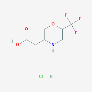 molecular formula C7H11ClF3NO3 B13520433 2-[6-(Trifluoromethyl)morpholin-3-yl]aceticacidhydrochloride 