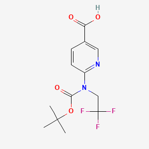 molecular formula C13H15F3N2O4 B13520447 6-{[(Tert-butoxy)carbonyl](2,2,2-trifluoroethyl)amino}pyridine-3-carboxylic acid 