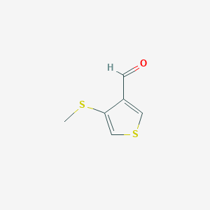 molecular formula C6H6OS2 B13520488 4-(Methylsulfanyl)thiophene-3-carbaldehyde 