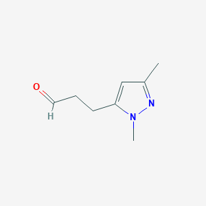 molecular formula C8H12N2O B13520548 3-(1,3-dimethyl-1H-pyrazol-5-yl)propanal 